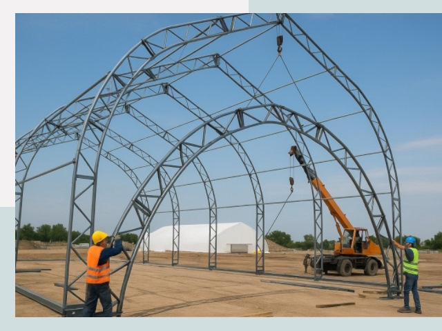 Монтаж ангаров в Приморско-Ахтарске от 608 руб. - Надежно и быстро